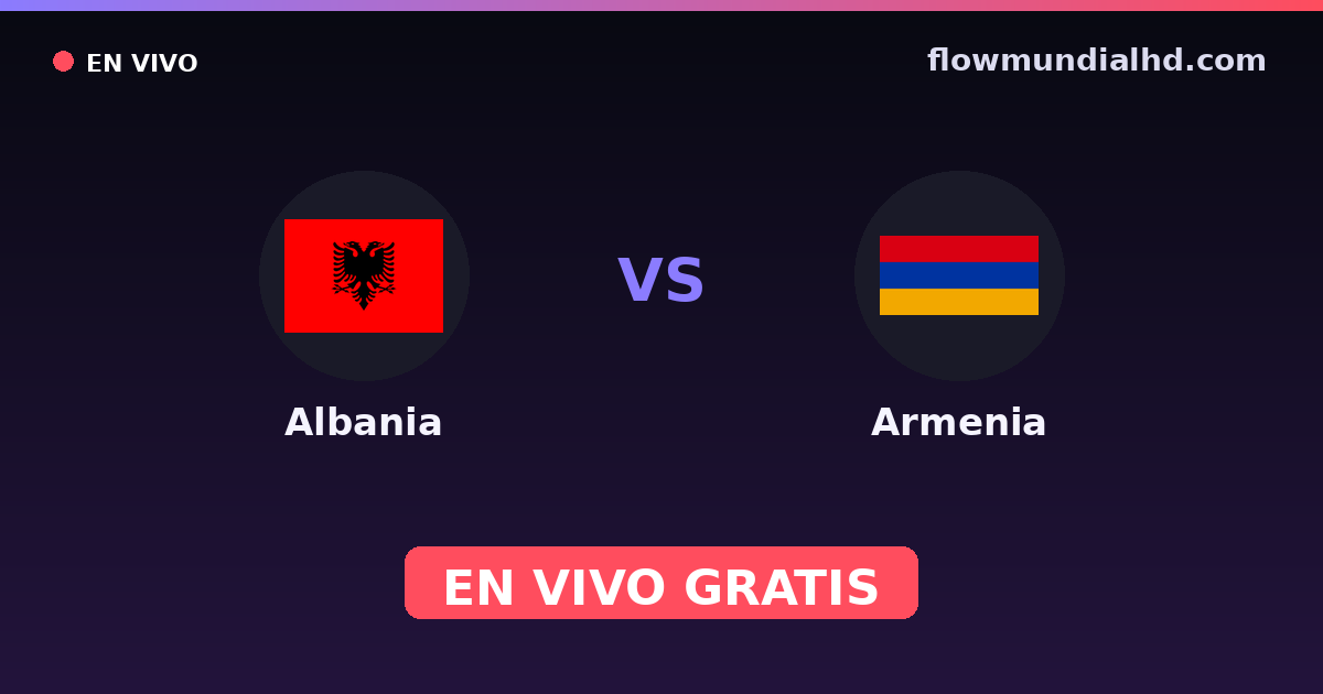 Albania vs Armenia — Clasificacion Eurocopa, Amistosos Internacionales · historial y dónde ver en vivo gratis en FlowMundial HD