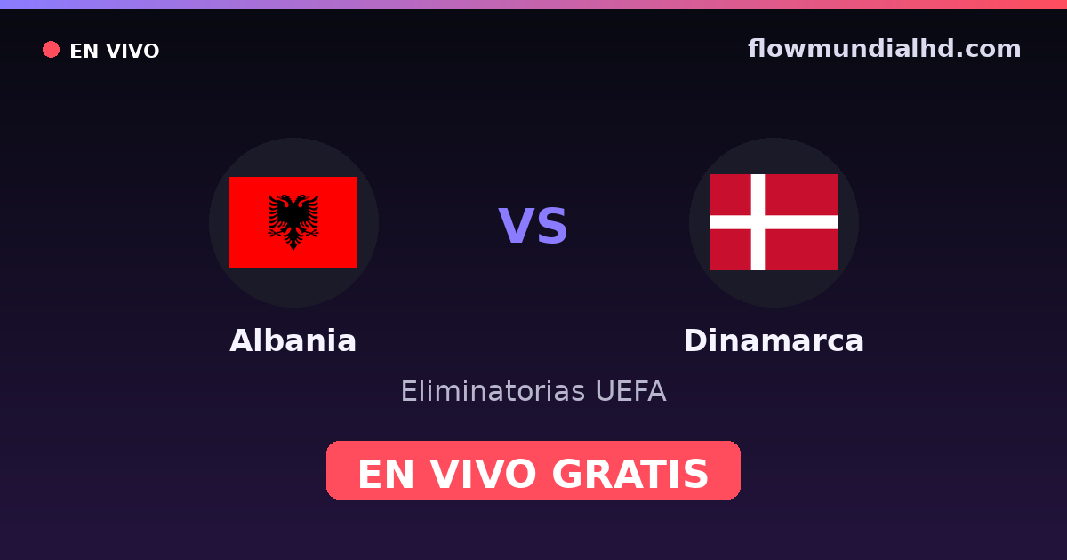 Albania vs Dinamarca — Eliminatorias UEFA · historial y dónde ver en vivo gratis en FlowMundial HD