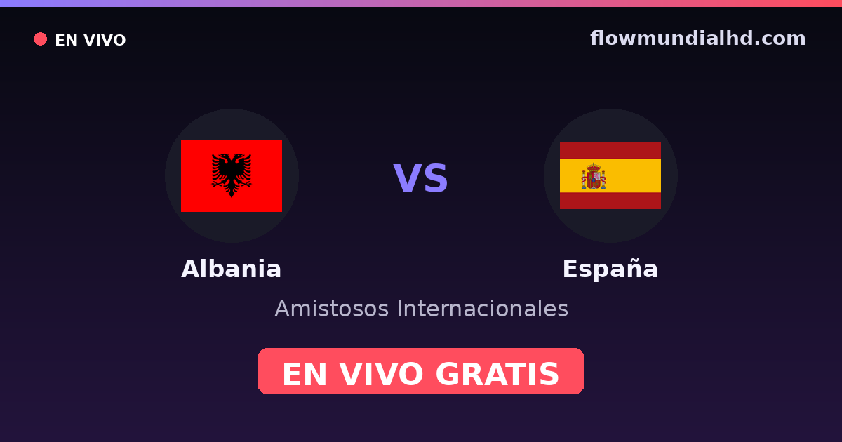 Albania vs España — Amistosos Internacionales, Eliminatorias UEFA · historial y dónde ver en vivo gratis en FlowMundial HD