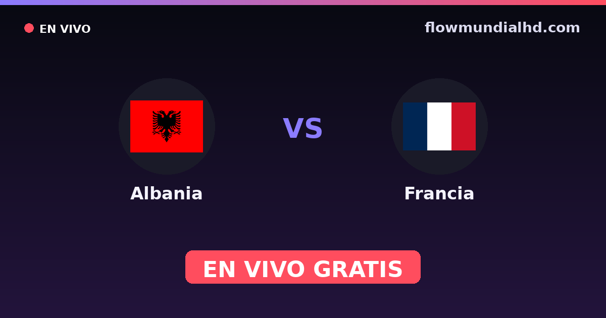 Albania vs Francia — Clasificacion Eurocopa, Amistosos Internacionales · historial y dónde ver en vivo gratis en FlowMundial HD