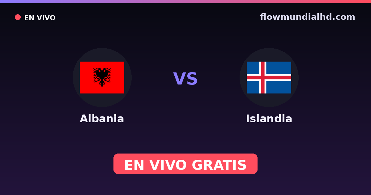 Albania vs Islandia — Clasificacion Eurocopa, Eliminatorias UEFA · historial y dónde ver en vivo gratis en FlowMundial HD