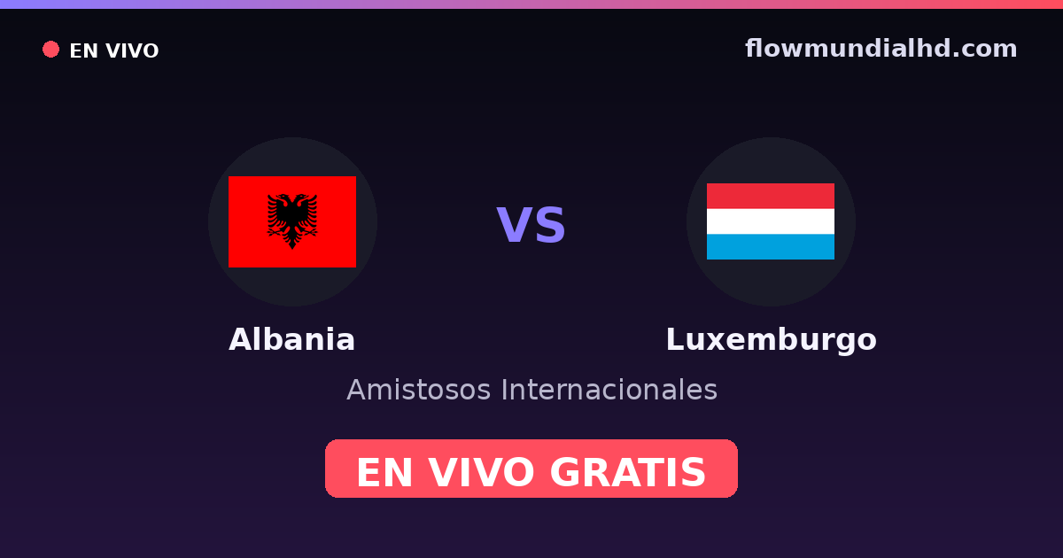 Albania vs Luxemburgo — Amistosos Internacionales · historial y dónde ver en vivo gratis en FlowMundial HD