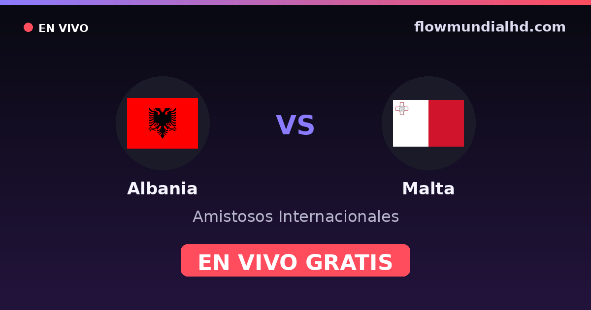 Albania vs Malta — Amistosos Internacionales, Eliminatorias UEFA · historial y dónde ver en vivo gratis en FlowMundial HD