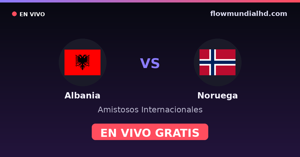 Albania vs Noruega — Amistosos Internacionales, Eliminatorias UEFA · historial y dónde ver en vivo gratis en FlowMundial HD