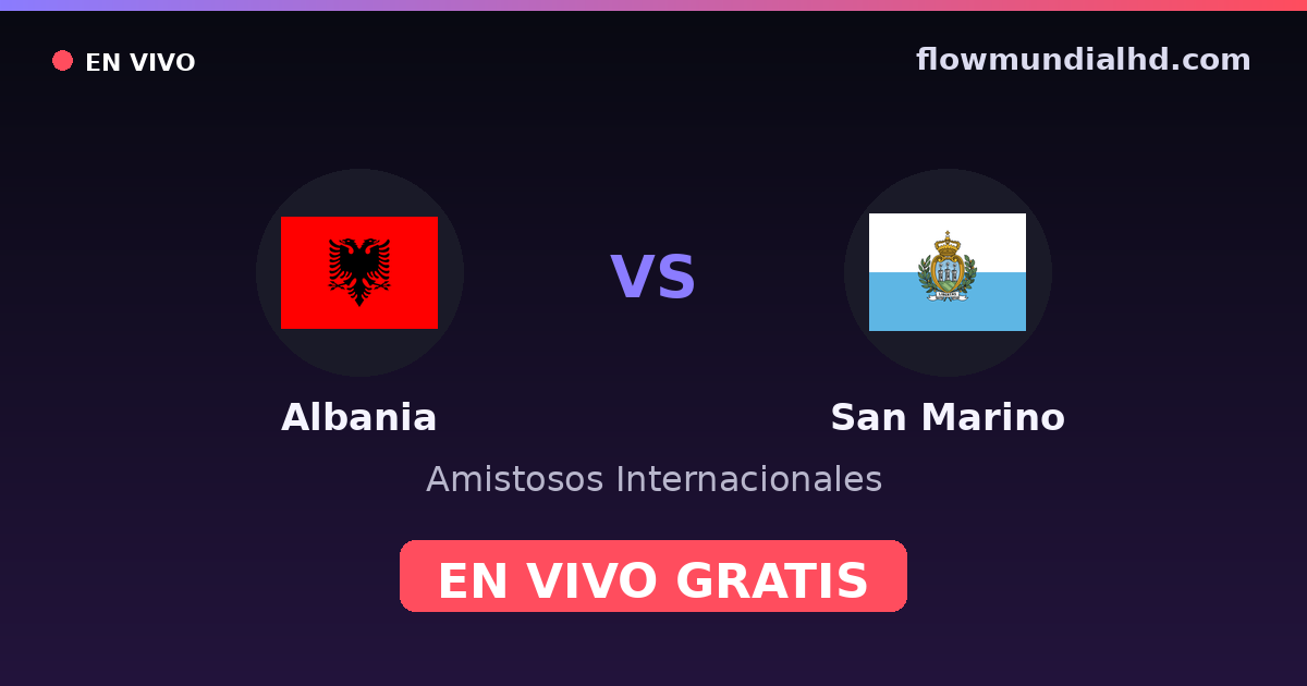 Albania vs San Marino — Amistosos Internacionales, Eliminatorias UEFA · historial y dónde ver en vivo gratis en FlowMundial HD