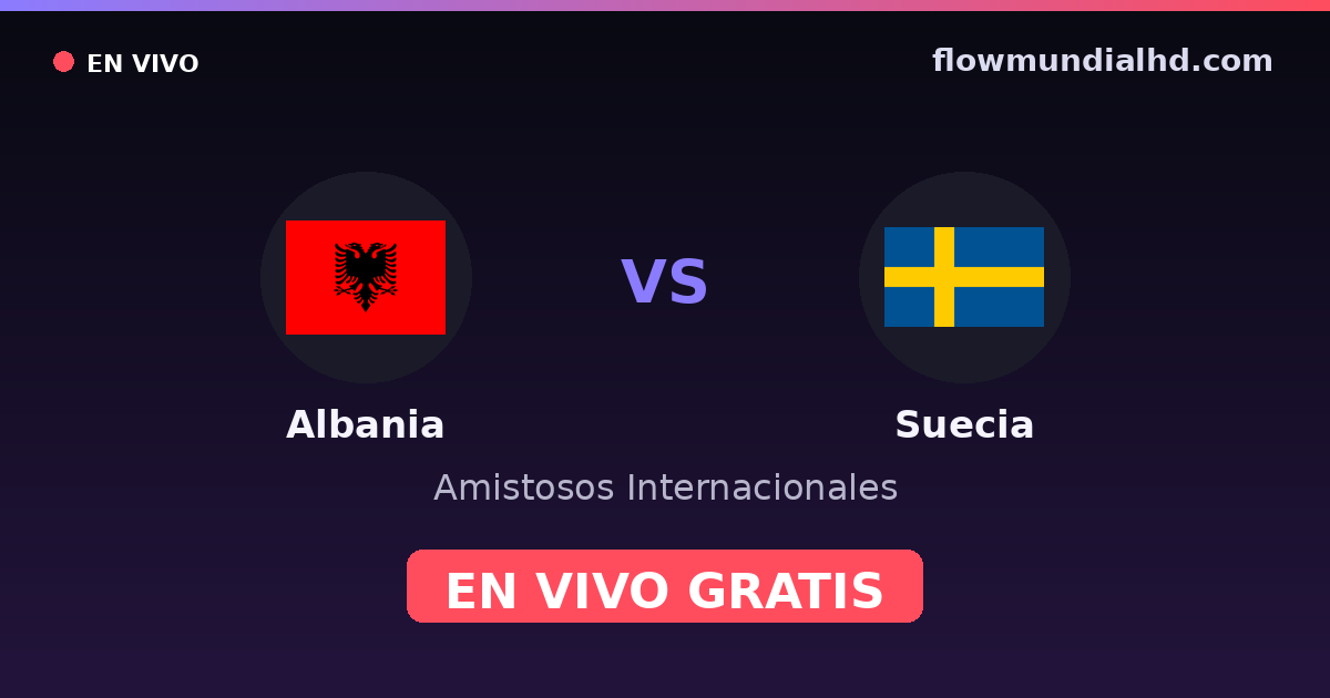 Albania vs Suecia — Amistosos Internacionales, Eliminatorias UEFA · historial y dónde ver en vivo gratis en FlowMundial HD