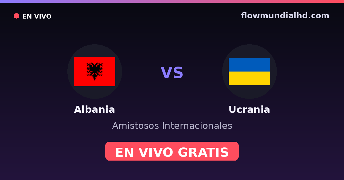 Albania vs Ucrania — Amistosos Internacionales, Eliminatorias UEFA · historial y dónde ver en vivo gratis en FlowMundial HD