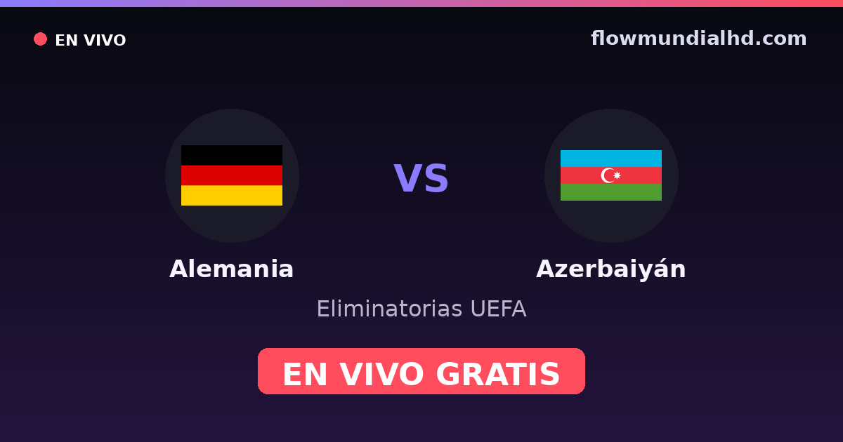 Alemania vs Azerbaiyán — Eliminatorias UEFA · historial y dónde ver en vivo gratis en FlowMundial HD