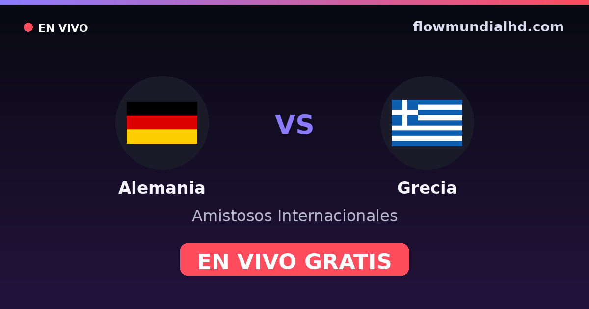 Alemania vs Grecia — Amistosos Internacionales, Eurocopa · historial y dónde ver en vivo gratis en FlowMundial HD