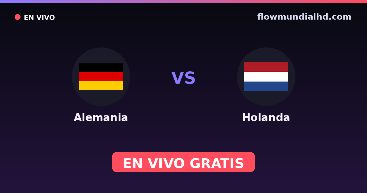 Alemania vs Holanda — Clasificacion Eurocopa, Amistosos Internacionales · historial y dónde ver en vivo gratis en FlowMundial HD