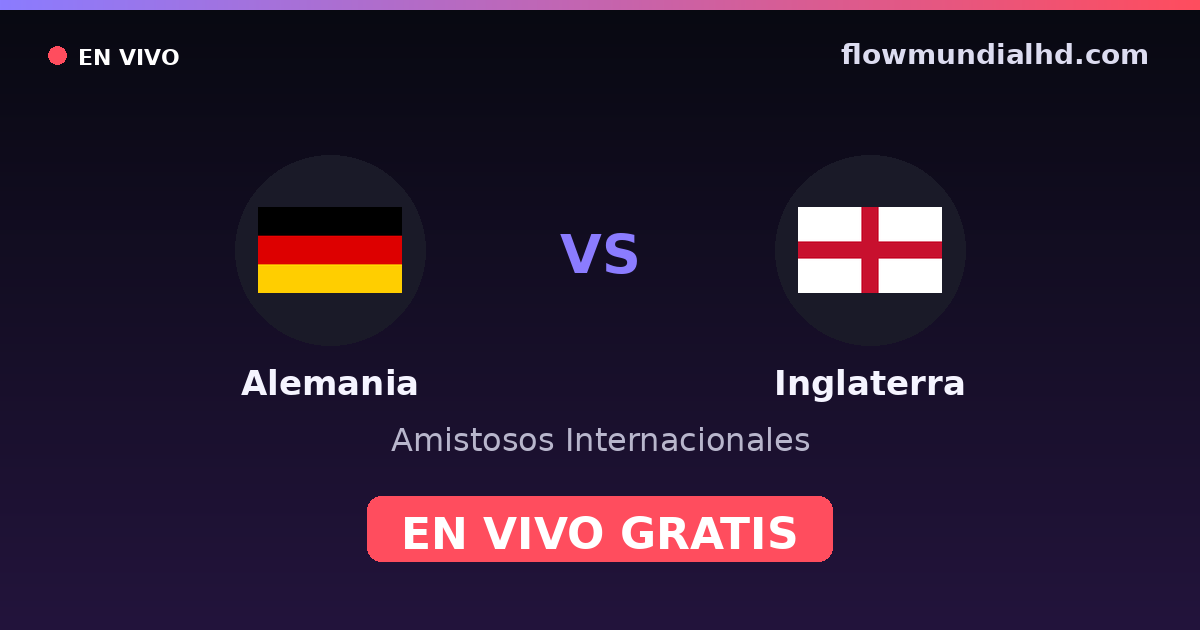 Alemania vs Inglaterra — Amistosos Internacionales, Eurocopa · historial y dónde ver en vivo gratis en FlowMundial HD