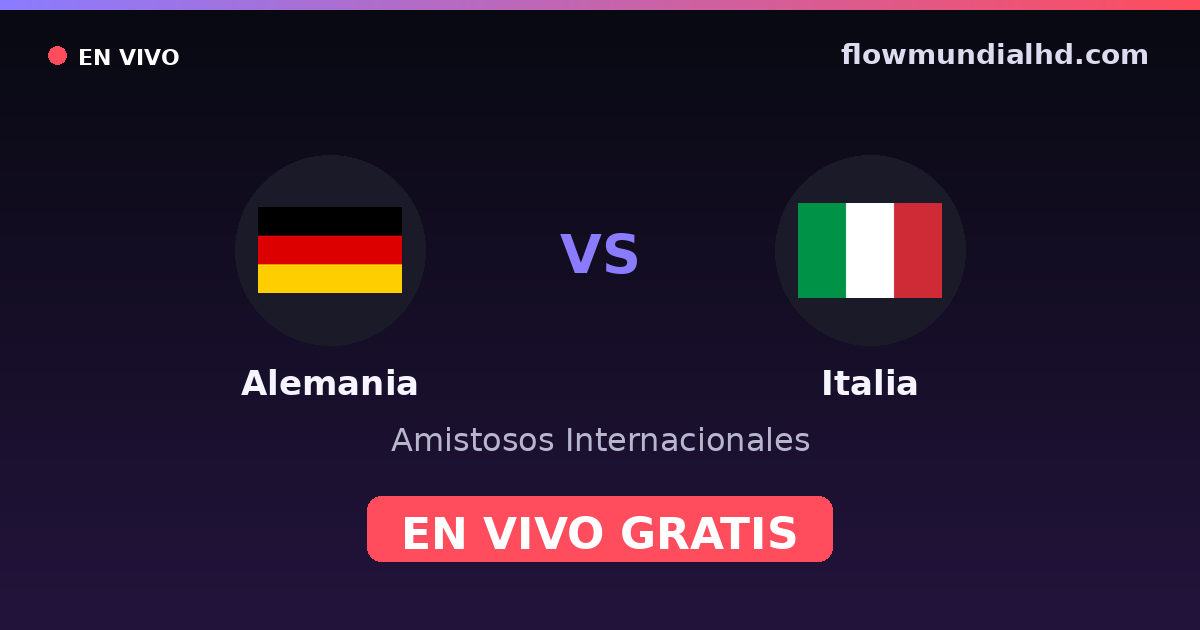 Alemania vs Italia — Amistosos Internacionales, Eurocopa · historial y dónde ver en vivo gratis en FlowMundial HD
