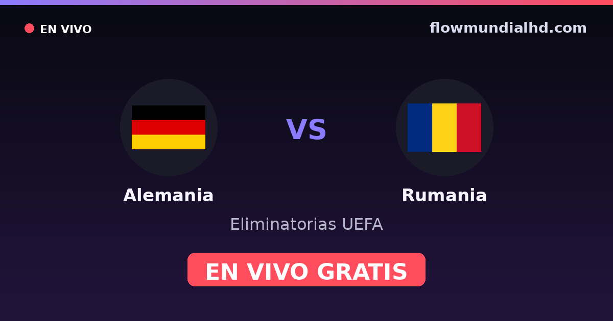 Alemania vs Rumania — Eliminatorias UEFA, Eurocopa · historial y dónde ver en vivo gratis en FlowMundial HD