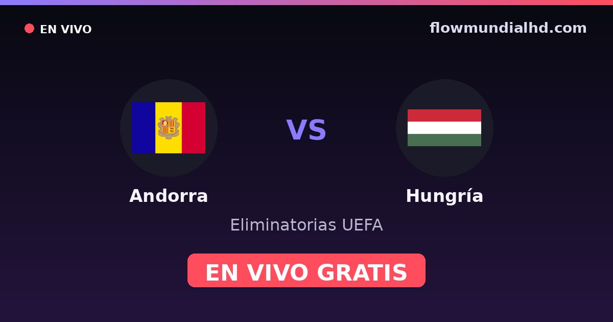 Andorra vs Hungría — Eliminatorias UEFA · historial y dónde ver en vivo gratis en FlowMundial HD