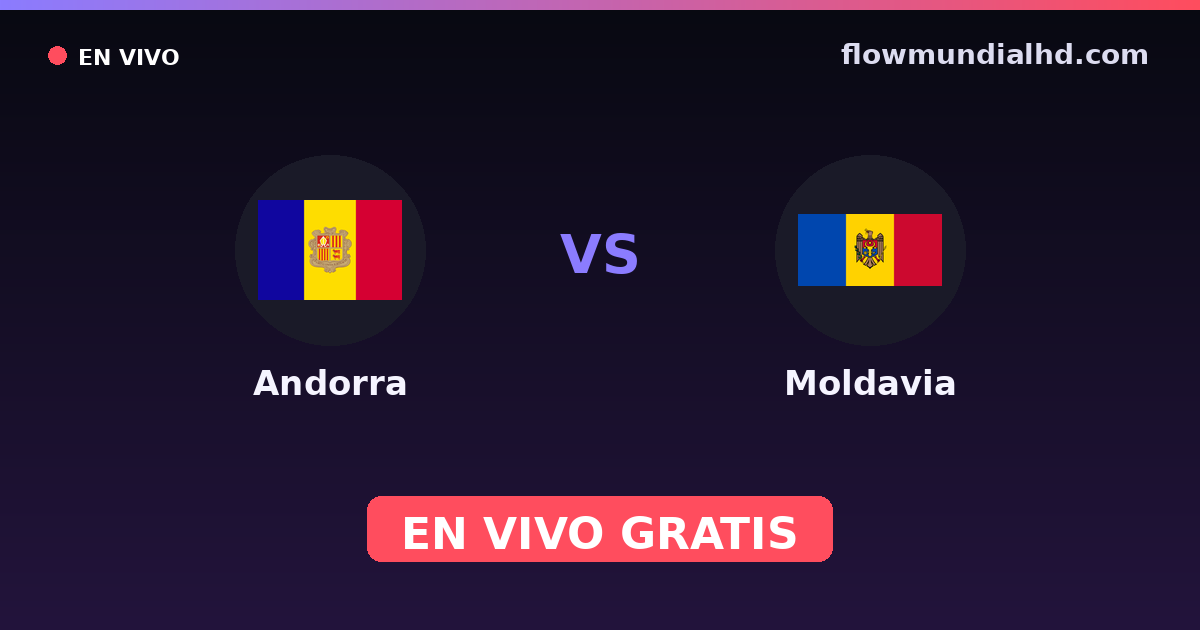 Andorra vs Moldavia — Clasificacion Eurocopa, Amistosos Internacionales · historial y dónde ver en vivo gratis en FlowMundial HD