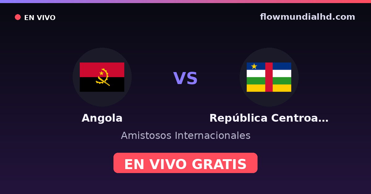 Angola vs República Centroafricana — Amistosos Internacionales, Clasificación Copa África · historial y dónde ver en vivo gratis en FlowMundial HD