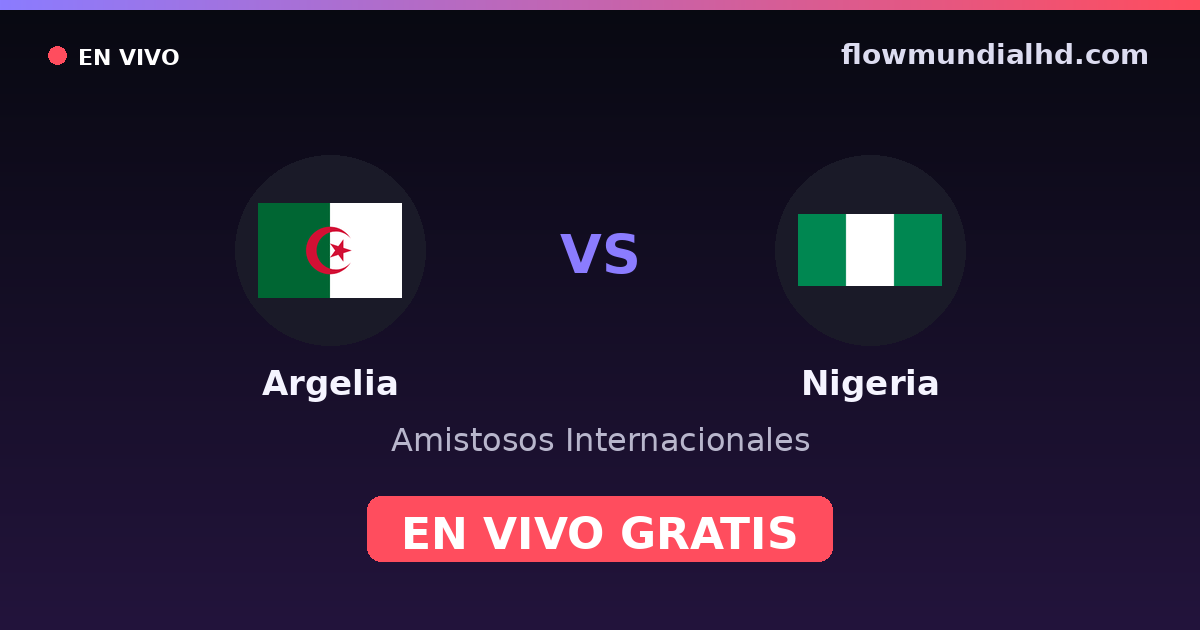 Argelia vs Nigeria — Amistosos Internacionales, Copa África · historial y dónde ver en vivo gratis en FlowMundial HD