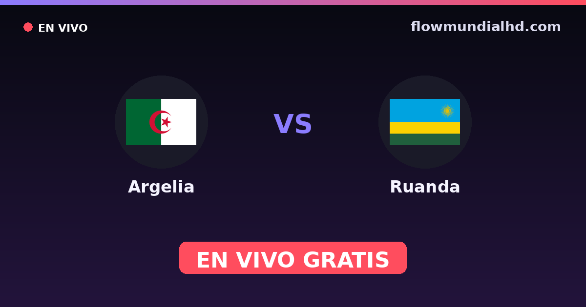 Argelia vs Ruanda — World Cup Qual. CAF , Amistosos Internacionales · historial y dónde ver en vivo gratis en FlowMundial HD