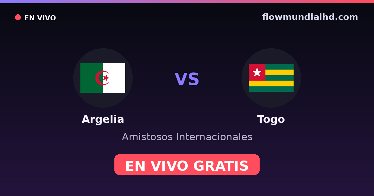 Argelia vs Togo — Amistosos Internacionales, Copa África · historial y dónde ver en vivo gratis en FlowMundial HD