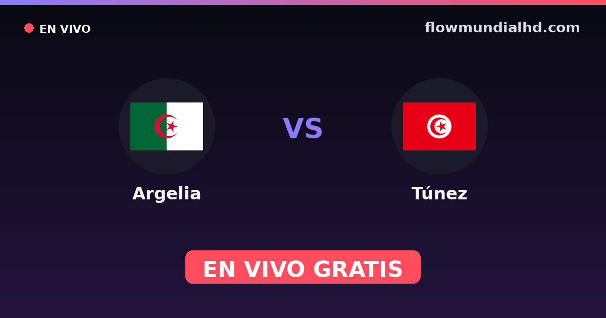 Argelia vs Túnez — Arab Cup, Amistosos Internacionales · historial y dónde ver en vivo gratis en FlowMundial HD