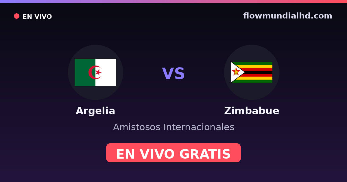 Argelia vs Zimbabue — Amistosos Internacionales, Copa África · historial y dónde ver en vivo gratis en FlowMundial HD