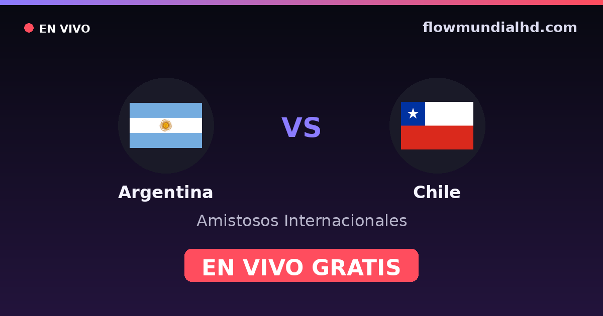 Argentina vs Chile — Amistosos Internacionales, Copa América · historial y dónde ver en vivo gratis en FlowMundial HD