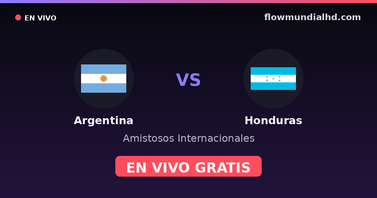 Argentina vs Honduras — Amistosos Internacionales · historial y dónde ver en vivo gratis en FlowMundial HD