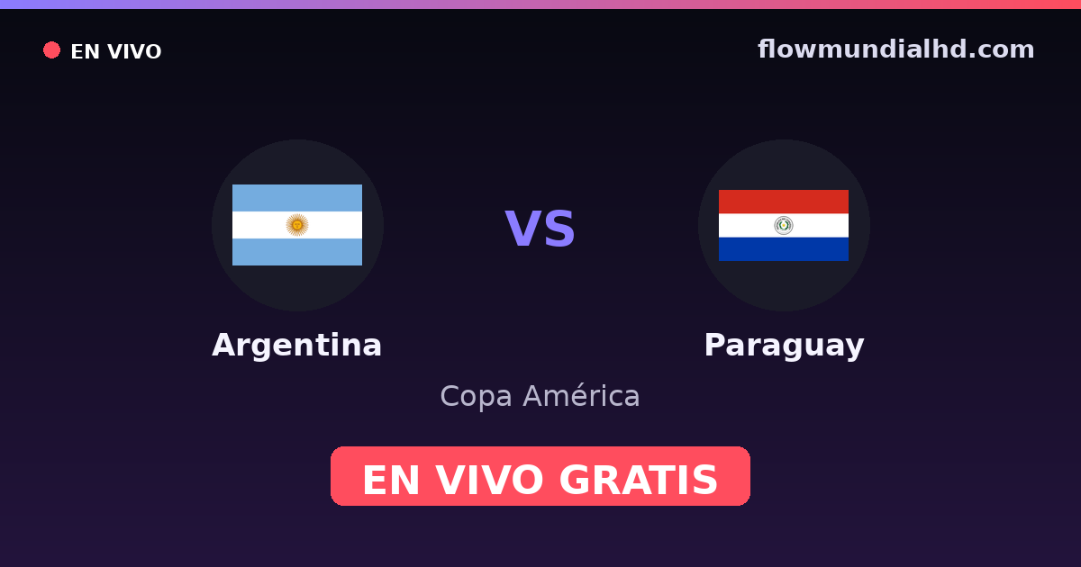 Argentina vs Paraguay — Copa América, Eliminatorias CONMEBOL · historial y dónde ver en vivo gratis en FlowMundial HD