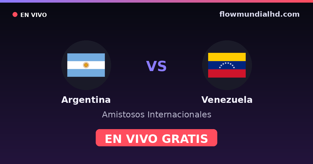 Argentina vs Venezuela — Amistosos Internacionales, Copa América · historial y dónde ver en vivo gratis en FlowMundial HD