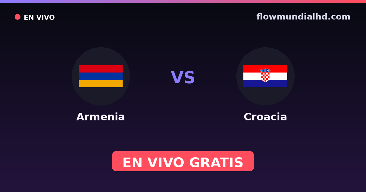 Armenia vs Croacia — Clasificacion Eurocopa, Amistosos Internacionales · historial y dónde ver en vivo gratis en FlowMundial HD