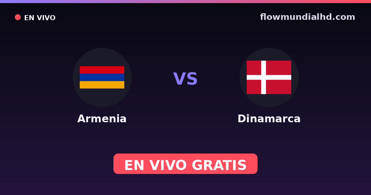 Armenia vs Dinamarca — Clasificacion Eurocopa, Eliminatorias UEFA · historial y dónde ver en vivo gratis en FlowMundial HD