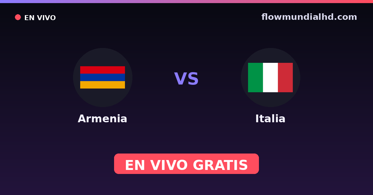 Armenia vs Italia — Clasificacion Eurocopa, Eliminatorias UEFA · historial y dónde ver en vivo gratis en FlowMundial HD