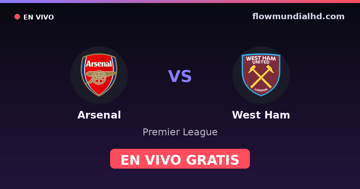 Arsenal vs West Ham — Premier League · historial y dónde ver en vivo gratis en FlowMundial HD
