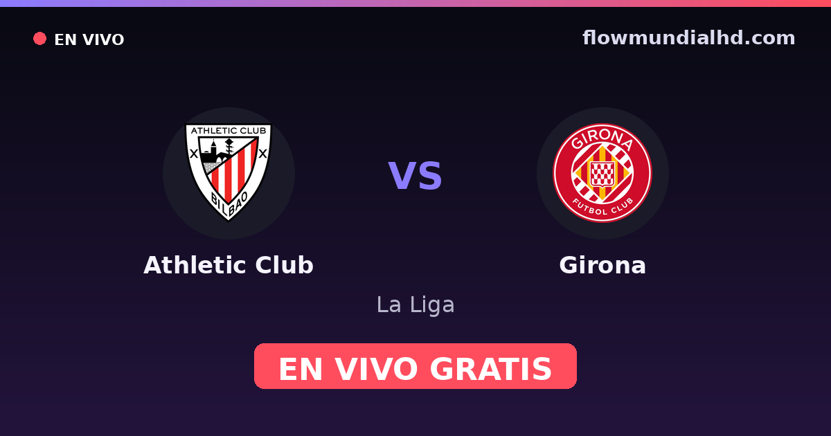 Athletic Club vs Girona — La Liga · historial y dónde ver en vivo gratis en FlowMundial HD