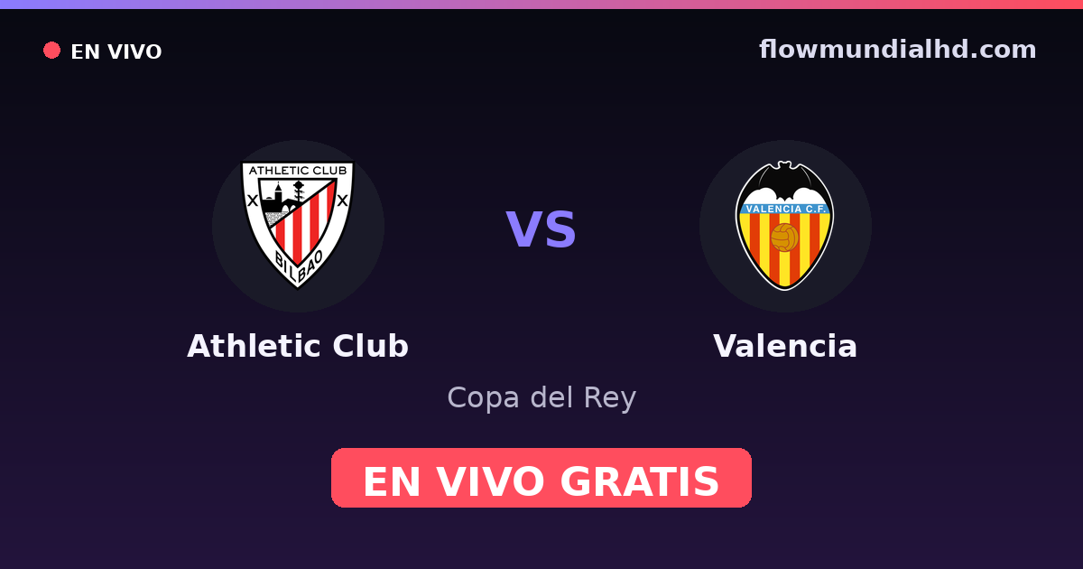 Athletic Club vs Valencia — Copa del Rey, UEFA Europa League · historial y dónde ver en vivo gratis en FlowMundial HD