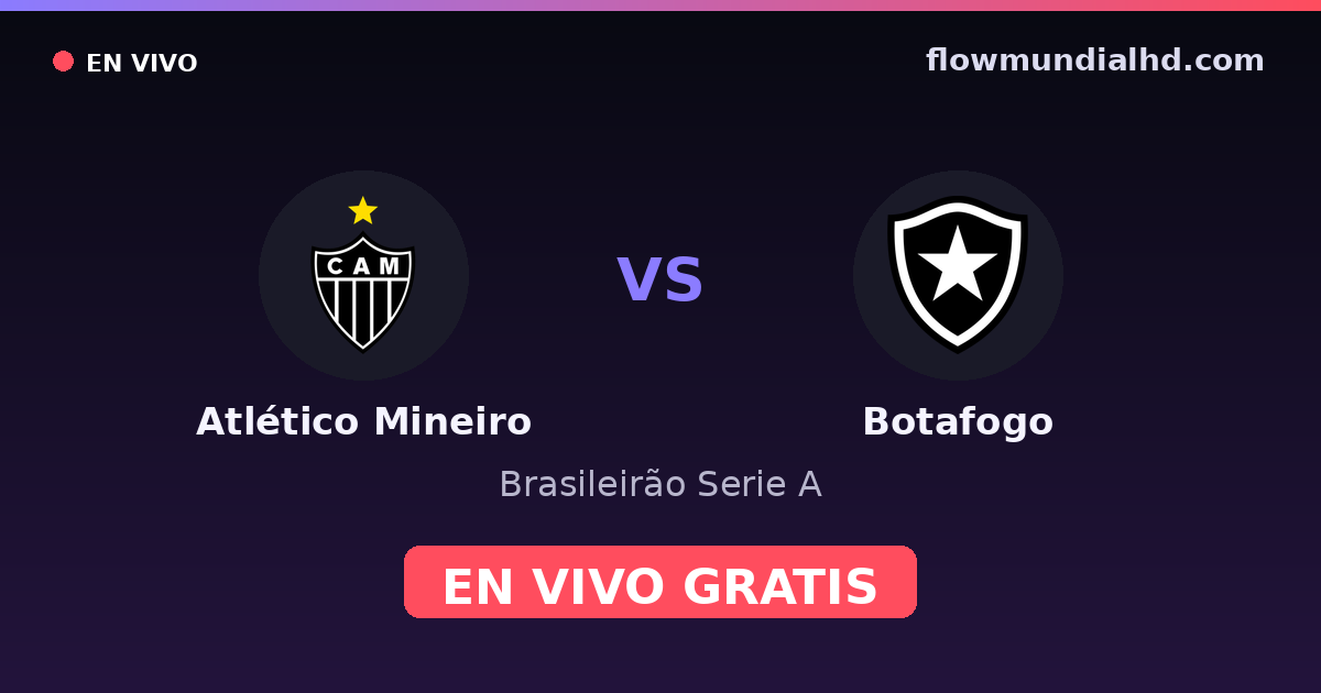 Atlético Mineiro vs Botafogo — Brasileirão Serie A, Copa do Brasil · historial y dónde ver en vivo gratis en FlowMundial HD