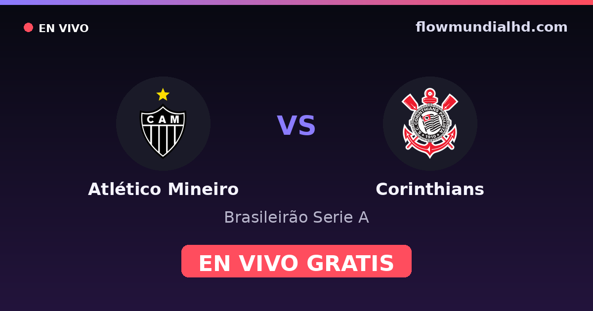 Atlético Mineiro vs Corinthians — Brasileirão Serie A, Copa do Brasil · historial y dónde ver en vivo gratis en FlowMundial HD