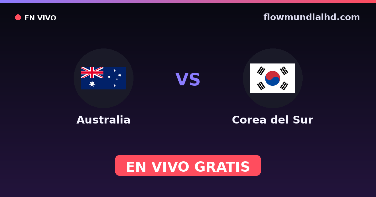 Australia vs Corea del Sur — Copa Asiatica, Amistosos Internacionales · historial y dónde ver en vivo gratis en FlowMundial HD