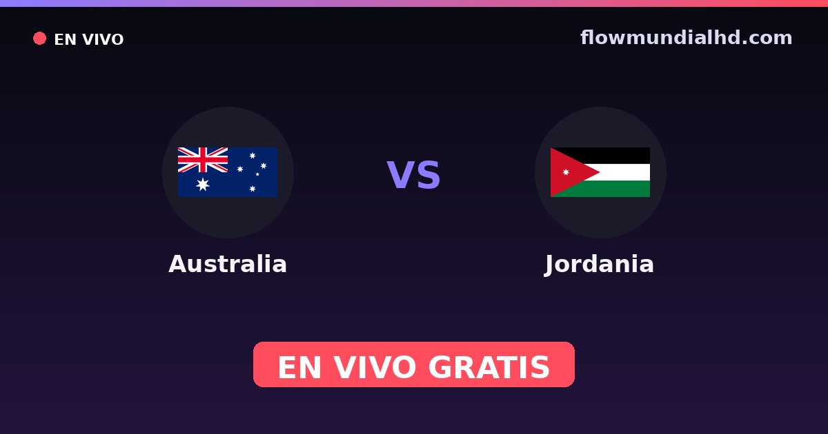 Australia vs Jordania — Copa Asiatica, Eliminatorias asiaticas al Mundial · historial y dónde ver en vivo gratis en FlowMundial HD