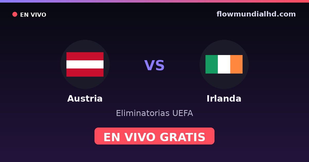 Austria vs Irlanda — Eliminatorias UEFA · historial y dónde ver en vivo gratis en FlowMundial HD