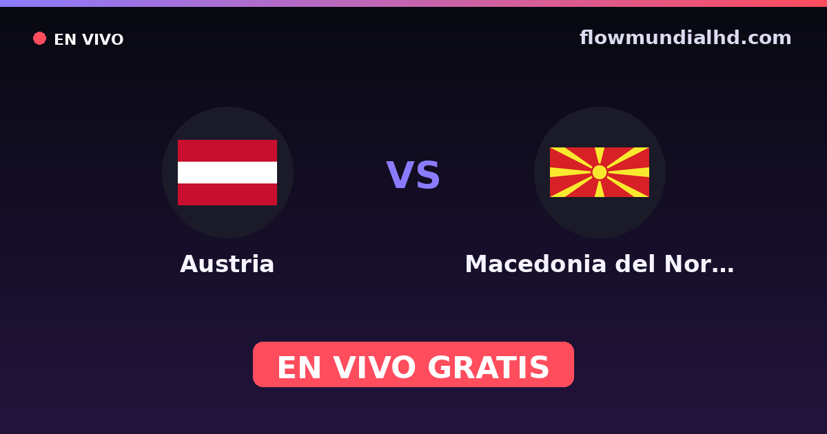 Austria vs Macedonia del Norte — Clasificacion Eurocopa, Eurocopa · historial y dónde ver en vivo gratis en FlowMundial HD