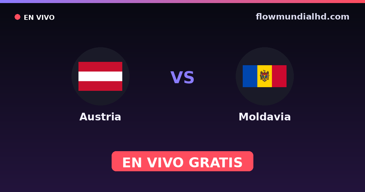 Austria vs Moldavia — Clasificacion Eurocopa, Amistosos Internacionales · historial y dónde ver en vivo gratis en FlowMundial HD