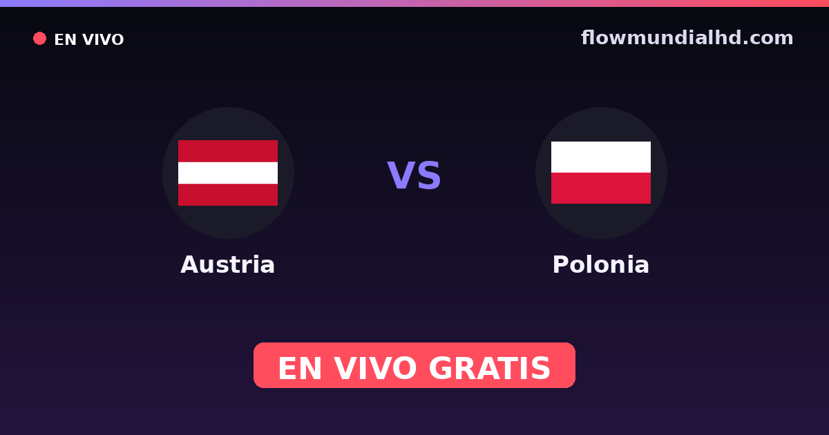 Austria vs Polonia — Clasificacion Eurocopa, Eliminatorias UEFA · historial y dónde ver en vivo gratis en FlowMundial HD