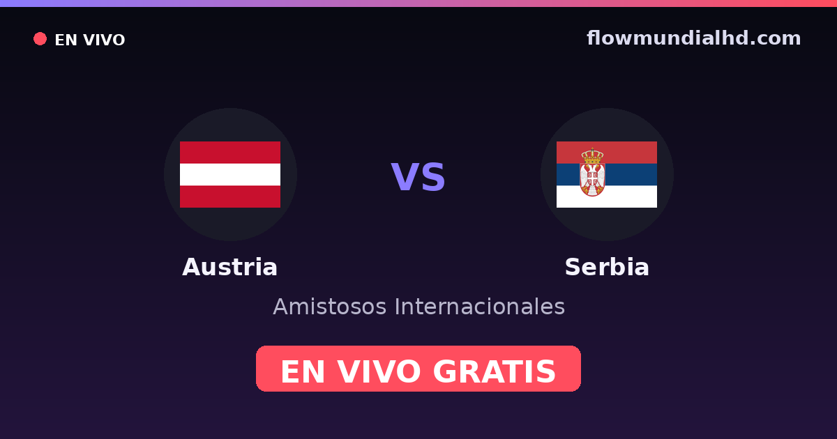Austria vs Serbia — Amistosos Internacionales, Eliminatorias UEFA · historial y dónde ver en vivo gratis en FlowMundial HD