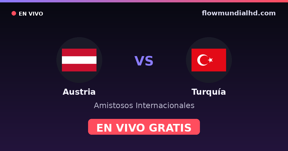 Austria vs Turquía — Amistosos Internacionales, Eurocopa · historial y dónde ver en vivo gratis en FlowMundial HD