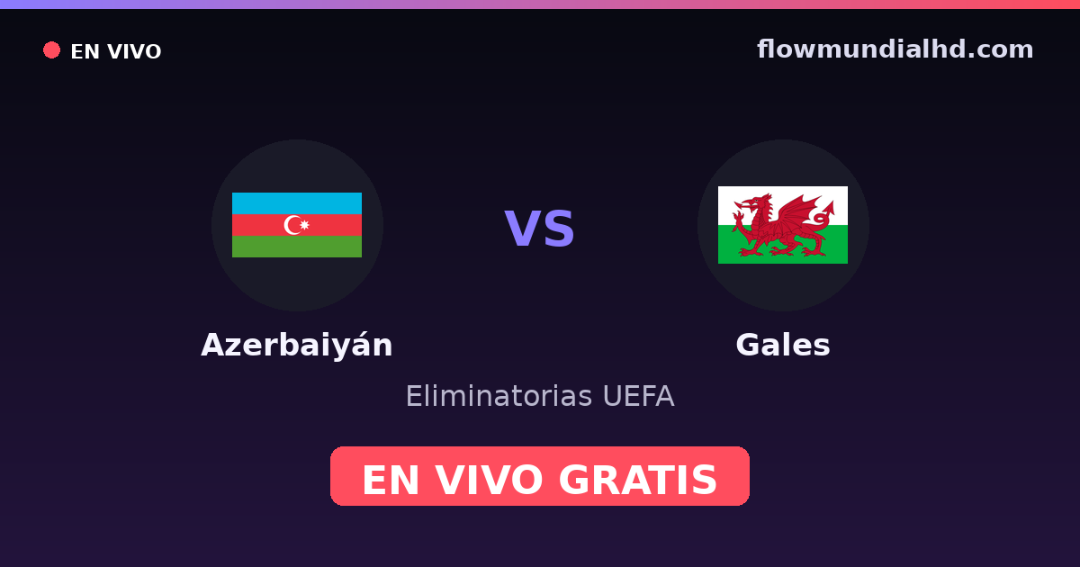 Azerbaiyán vs Gales — Eliminatorias UEFA · historial y dónde ver en vivo gratis en FlowMundial HD
