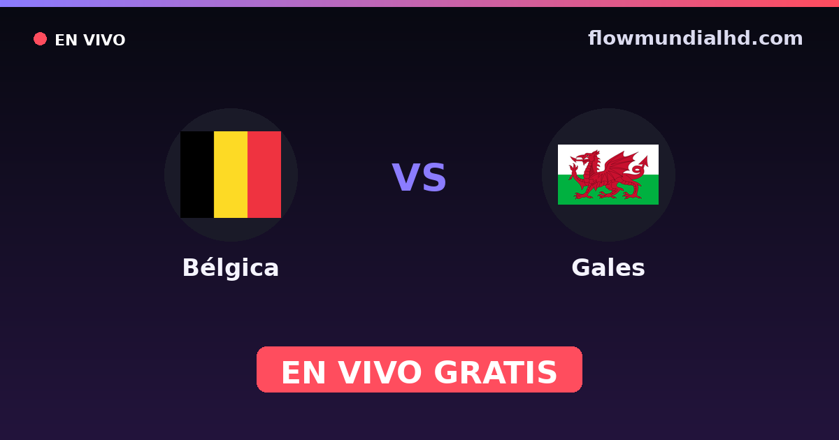 Bélgica vs Gales — Clasificacion Eurocopa, Eliminatorias UEFA · historial y dónde ver en vivo gratis en FlowMundial HD