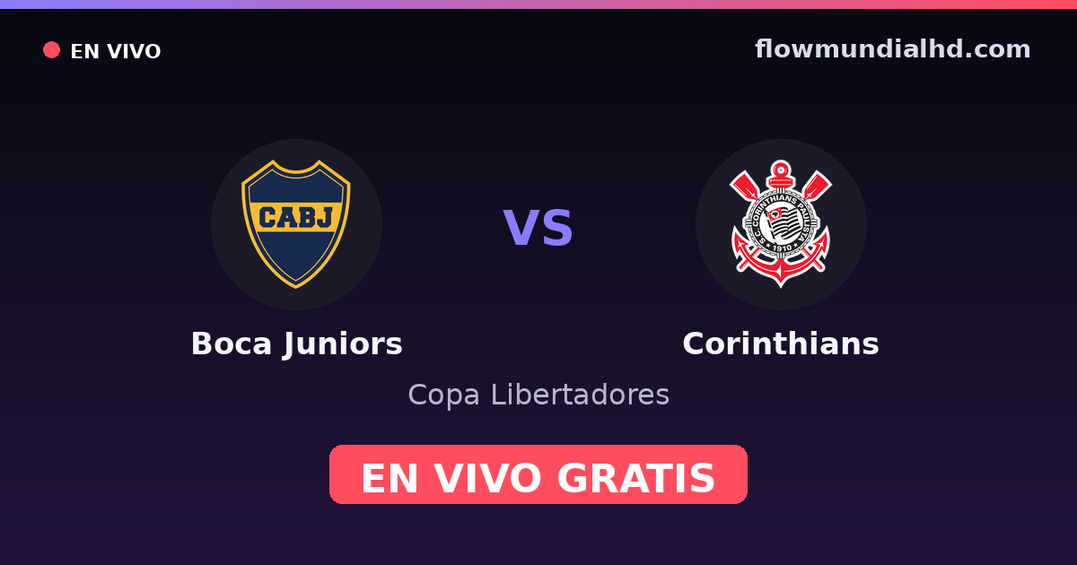 Boca Juniors vs Corinthians — Copa Libertadores · historial y dónde ver en vivo gratis en FlowMundial HD