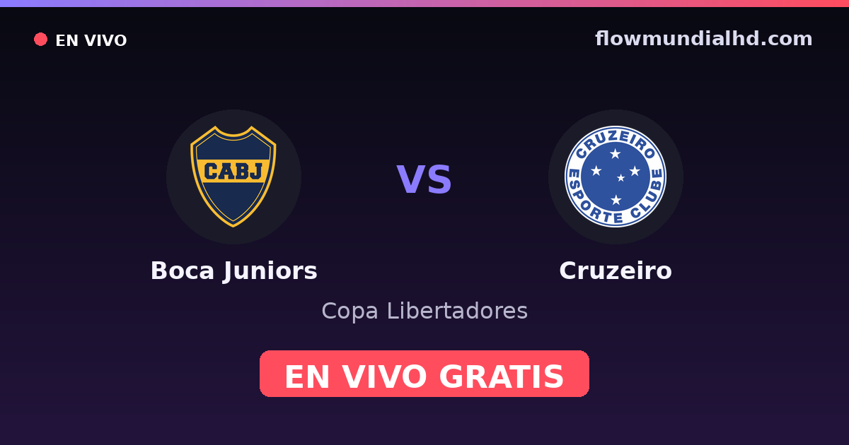 Boca Juniors vs Cruzeiro — Copa Libertadores, Copa Sudamericana · historial y dónde ver en vivo gratis en FlowMundial HD