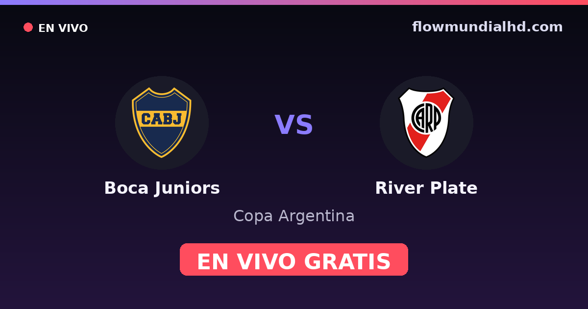 Boca Juniors vs River Plate — Copa Argentina, Copa Libertadores · historial y dónde ver en vivo gratis en FlowMundial HD
